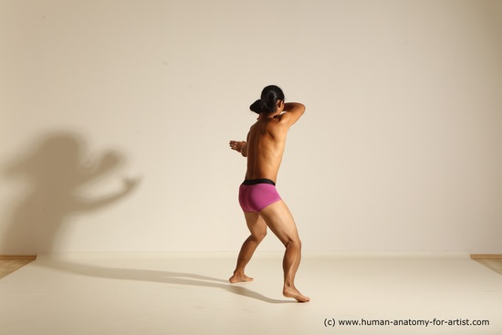 Underwear Martial art Man Asian Standing poses - ALL Slim Long Black Standing poses - simple Dynamic poses Academic