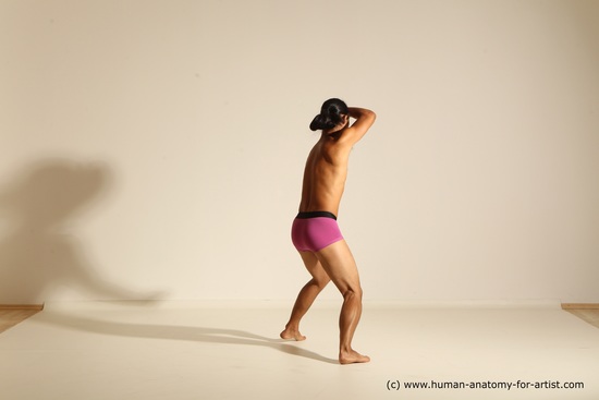 Underwear Martial art Man Asian Standing poses - ALL Slim Long Black Standing poses - simple Dynamic poses Academic