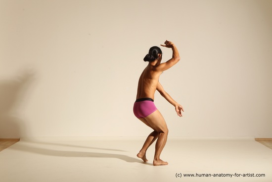 Underwear Martial art Man Asian Standing poses - ALL Slim Long Black Standing poses - simple Dynamic poses Academic