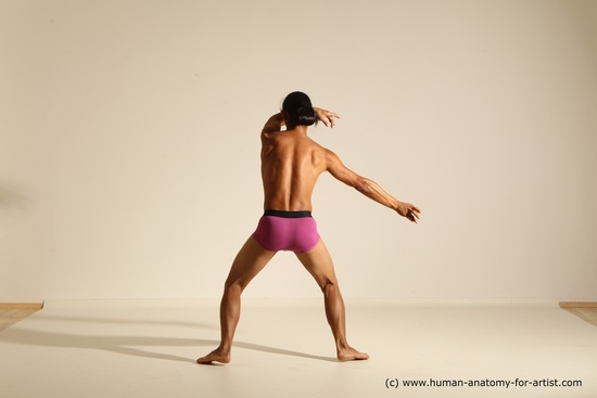 Underwear Martial art Man Asian Standing poses - ALL Slim Long Black Standing poses - simple Dynamic poses Academic