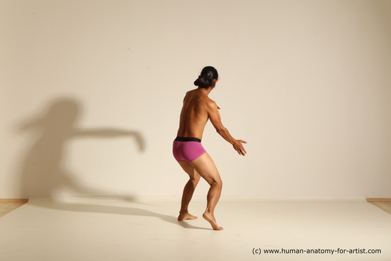 Underwear Martial art Man Asian Standing poses - ALL Slim Long Black Standing poses - simple Dynamic poses Academic