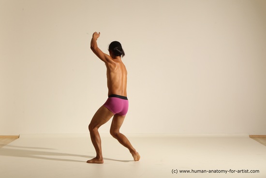 Underwear Martial art Man Asian Standing poses - ALL Slim Long Black Standing poses - simple Dynamic poses Academic