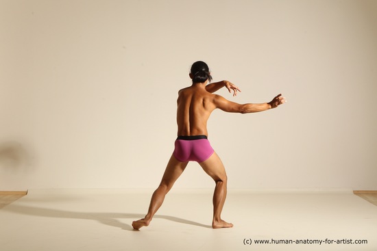 Underwear Martial art Man Asian Standing poses - ALL Slim Long Black Standing poses - simple Dynamic poses Academic