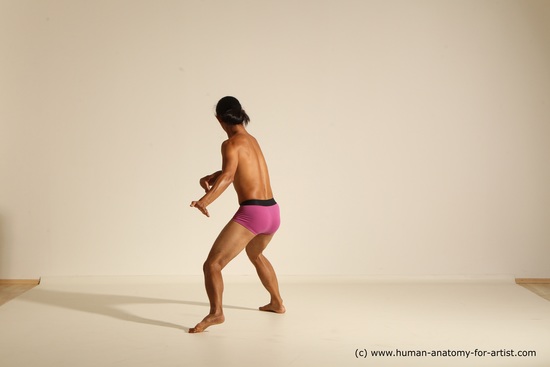 Underwear Martial art Man Asian Standing poses - ALL Slim Long Black Standing poses - simple Dynamic poses Academic