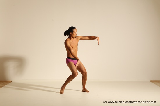 Underwear Martial art Man Asian Standing poses - ALL Slim Long Black Standing poses - simple Dynamic poses Academic