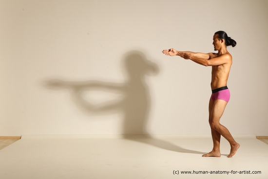 Underwear Martial art Man Asian Standing poses - ALL Slim Long Black Standing poses - simple Dynamic poses Academic