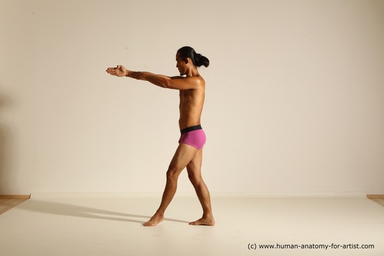 Underwear Martial art Man Asian Standing poses - ALL Slim Long Black Standing poses - simple Dynamic poses Academic