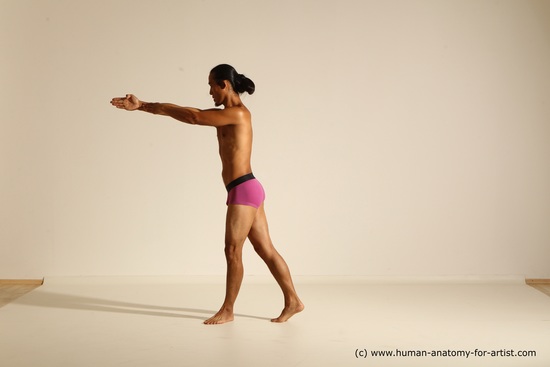 Underwear Martial art Man Asian Standing poses - ALL Slim Long Black Standing poses - simple Dynamic poses Academic