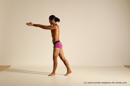 Underwear Martial art Man Asian Standing poses - ALL Slim Long Black Standing poses - simple Dynamic poses Academic