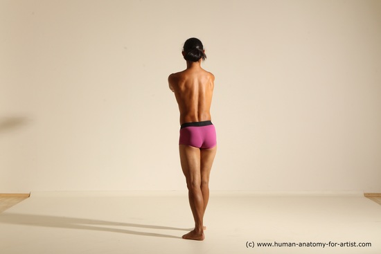 Underwear Martial art Man Asian Standing poses - ALL Slim Long Black Standing poses - simple Dynamic poses Academic