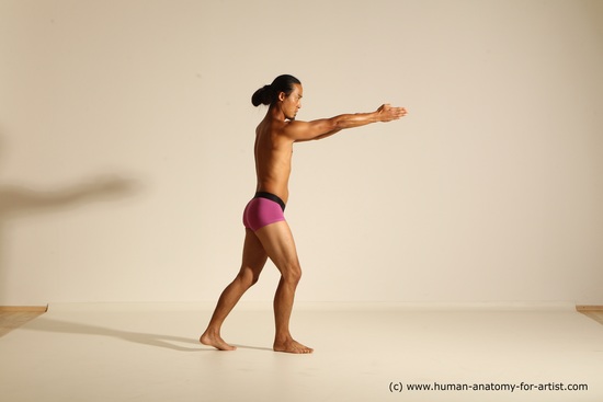 Underwear Martial art Man Asian Standing poses - ALL Slim Long Black Standing poses - simple Dynamic poses Academic