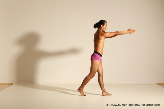 Underwear Martial art Man Asian Standing poses - ALL Slim Long Black Standing poses - simple Dynamic poses Academic