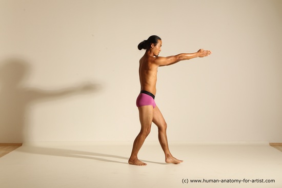 Underwear Martial art Man Asian Standing poses - ALL Slim Long Black Standing poses - simple Dynamic poses Academic