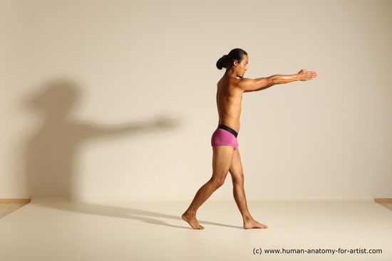 Underwear Martial art Man Asian Standing poses - ALL Slim Long Black Standing poses - simple Dynamic poses Academic