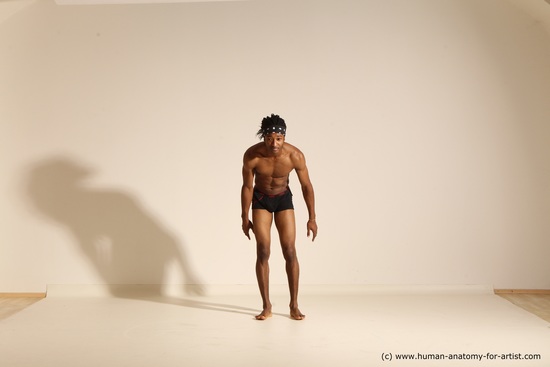 Underwear Man Black Athletic Black Dancing Dreadlocks Dynamic poses Academic