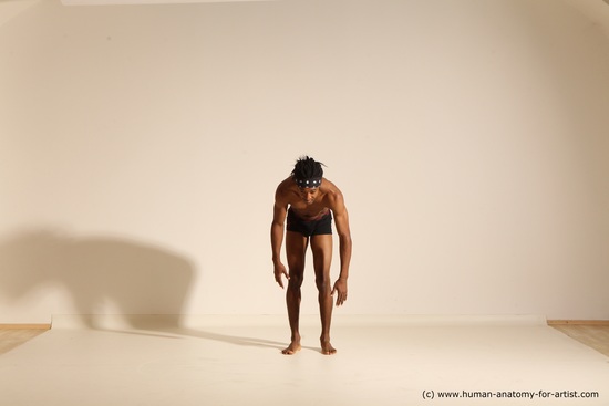 Underwear Man Black Athletic Black Dancing Dreadlocks Dynamic poses Academic