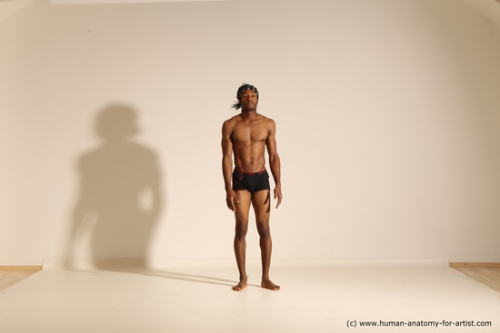 Underwear Man Black Athletic Black Dancing Dreadlocks Dynamic poses Academic