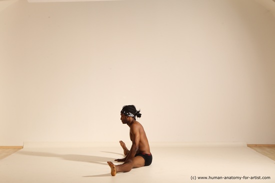 Underwear Man Black Athletic Black Dancing Dreadlocks Dynamic poses Academic