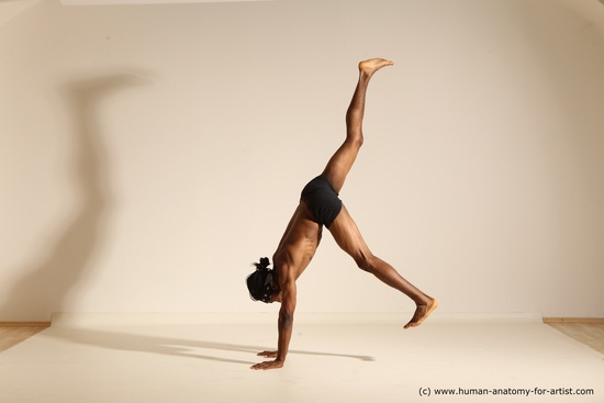 Underwear Man Black Athletic Black Dancing Dreadlocks Dynamic poses Academic