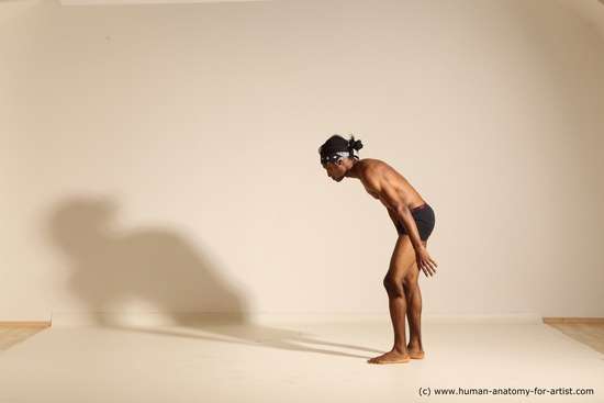 Underwear Man Black Athletic Black Dancing Dreadlocks Dynamic poses Academic