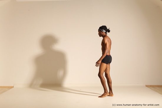 Underwear Man Black Athletic Black Dancing Dreadlocks Dynamic poses Academic