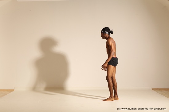 Underwear Man Black Athletic Black Dancing Dreadlocks Dynamic poses Academic