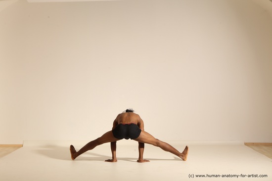 Underwear Man Black Athletic Black Dancing Dreadlocks Dynamic poses Academic