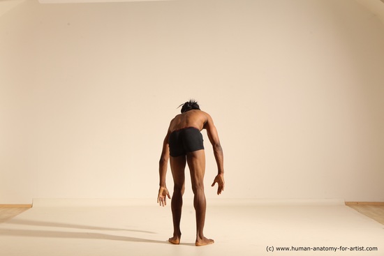 Underwear Man Black Athletic Black Dancing Dreadlocks Dynamic poses Academic