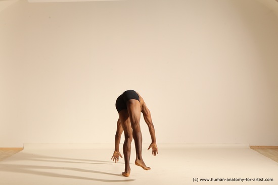 Underwear Man Black Athletic Black Dancing Dreadlocks Dynamic poses Academic