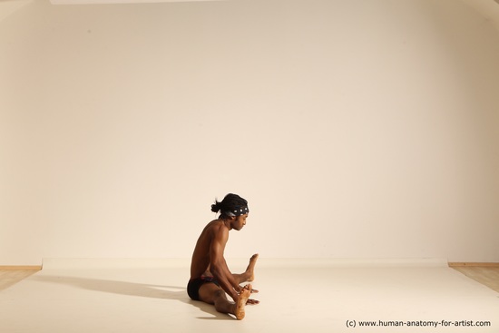 Underwear Man Black Athletic Black Dancing Dreadlocks Dynamic poses Academic