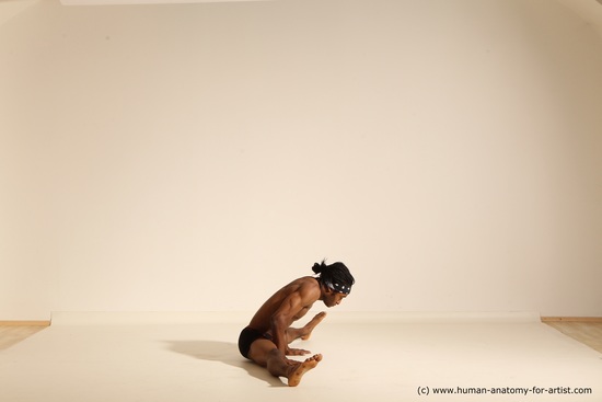 Underwear Man Black Athletic Black Dancing Dreadlocks Dynamic poses Academic