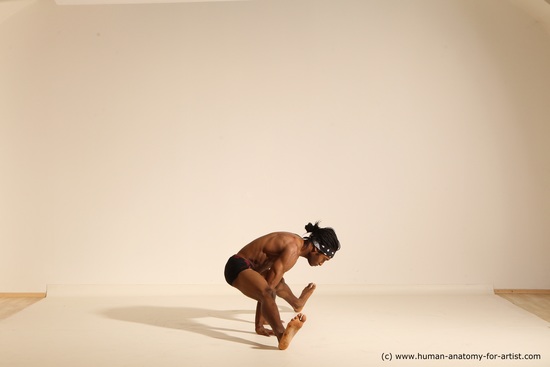 Underwear Man Black Athletic Black Dancing Dreadlocks Dynamic poses Academic