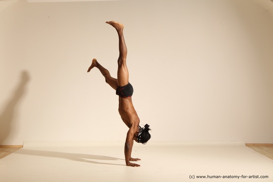 Underwear Man Black Athletic Black Dancing Dreadlocks Dynamic poses Academic