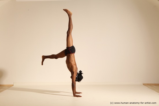 Underwear Man Black Athletic Black Dancing Dreadlocks Dynamic poses Academic