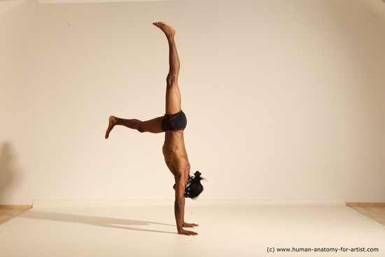 Underwear Man Black Athletic Black Dancing Dreadlocks Dynamic poses Academic