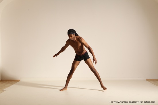 Underwear Man Black Athletic Black Dancing Dreadlocks Dynamic poses Academic