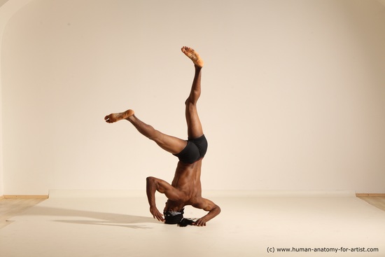 Underwear Man Black Athletic Black Dancing Dreadlocks Dynamic poses Academic