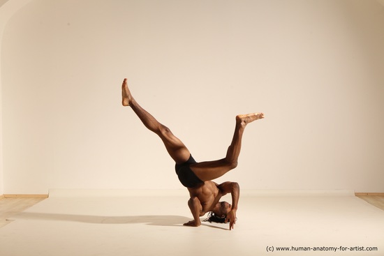 Underwear Man Black Athletic Black Dancing Dreadlocks Dynamic poses Academic