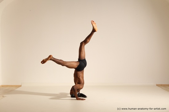 Underwear Man Black Athletic Black Dancing Dreadlocks Dynamic poses Academic