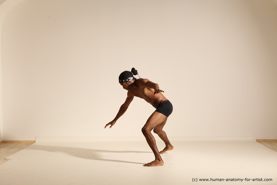 Underwear Man Black Athletic Black Dancing Dreadlocks Dynamic poses Academic