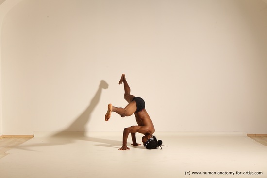 Underwear Man Black Athletic Black Dancing Dreadlocks Dynamic poses Academic