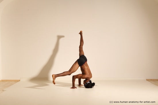 Underwear Man Black Athletic Black Dancing Dreadlocks Dynamic poses Academic