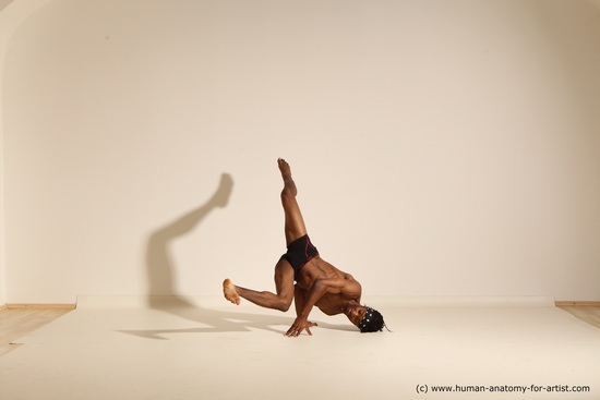 Underwear Man Black Athletic Black Dancing Dreadlocks Dynamic poses Academic