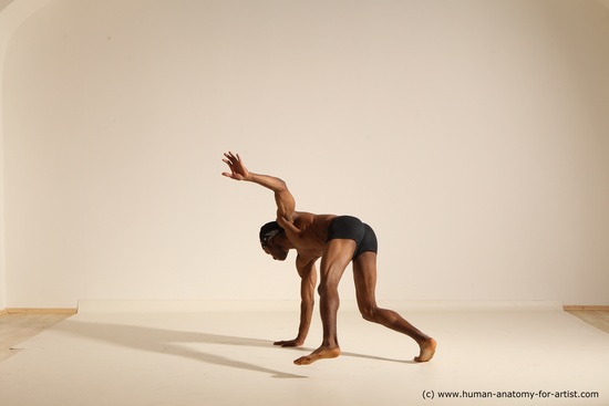 Underwear Man Black Athletic Black Dancing Dreadlocks Dynamic poses Academic