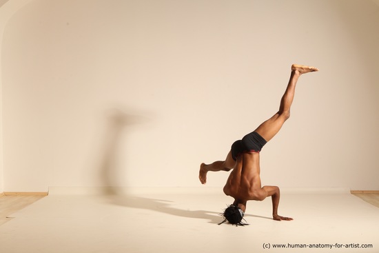 Underwear Man Black Athletic Black Dancing Dreadlocks Dynamic poses Academic