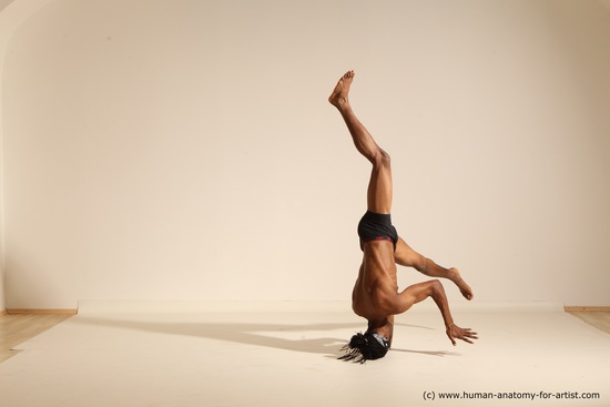 Underwear Man Black Athletic Black Dancing Dreadlocks Dynamic poses Academic