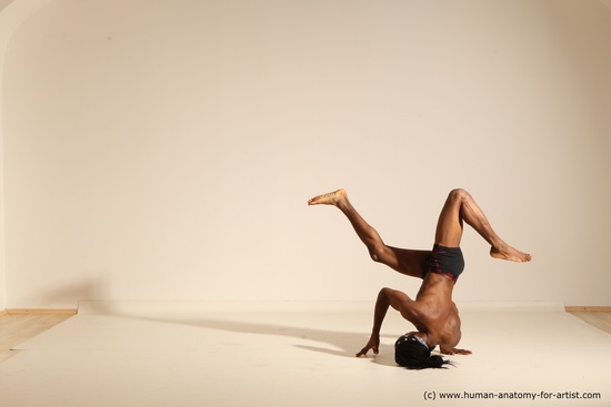 Underwear Man Black Athletic Black Dancing Dreadlocks Dynamic poses Academic