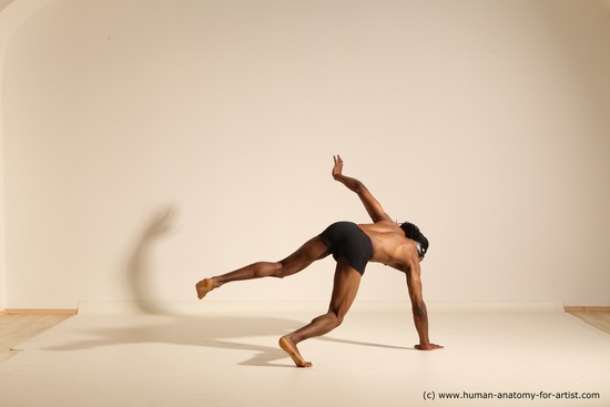 Underwear Man Black Athletic Black Dancing Dreadlocks Dynamic poses Academic