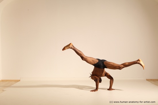 Underwear Man Black Athletic Black Dancing Dreadlocks Dynamic poses Academic