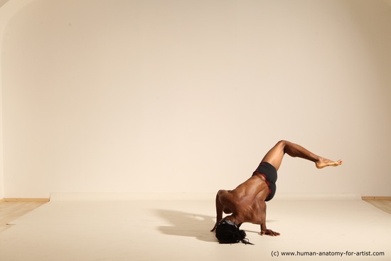 Underwear Man Black Athletic Black Dancing Dreadlocks Dynamic poses Academic